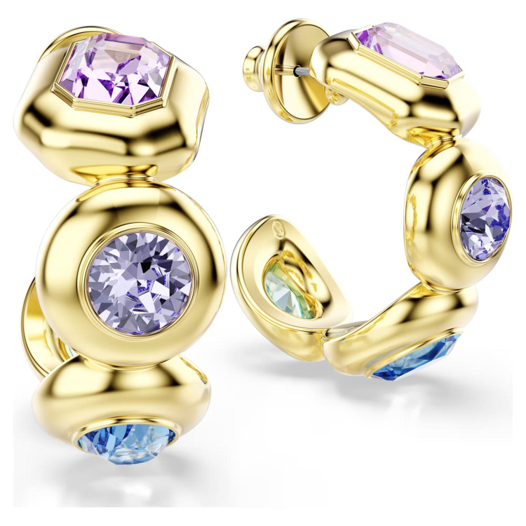 Gema hoop earrings Mixed cuts, Multicolored, Gold-tone plated